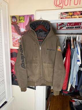 Vintage Snap-On Brown Canvas Hooded Workwear Jacket Size M